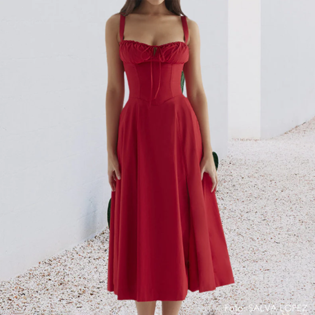 MAIKE - Élégante robe midi d'été