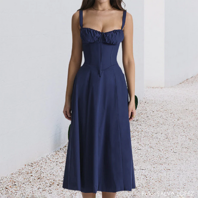 MAIKE - Élégante robe midi d'été