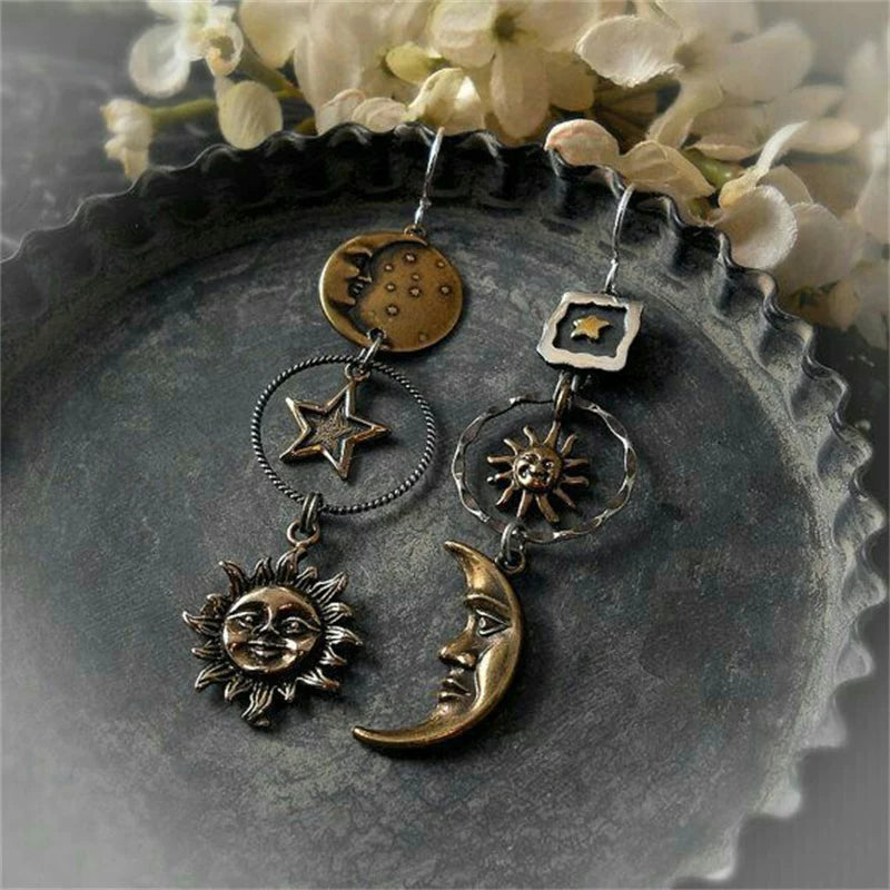 Boucles d'oreilles « Soleil, Lune, Étoiles »