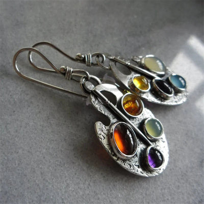 Boucles d'oreilles « Palette de peintre » avec pierres multicolores