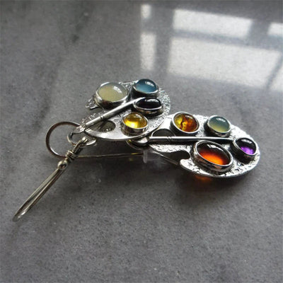 Boucles d'oreilles « Palette de peintre » avec pierres multicolores