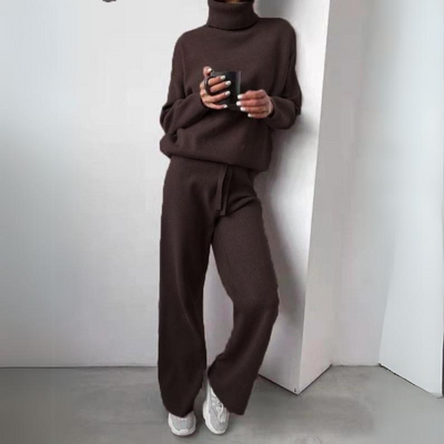 Clara™ - Ensemble confortable de 2 pièces avec pull à col roulé et pantalon long