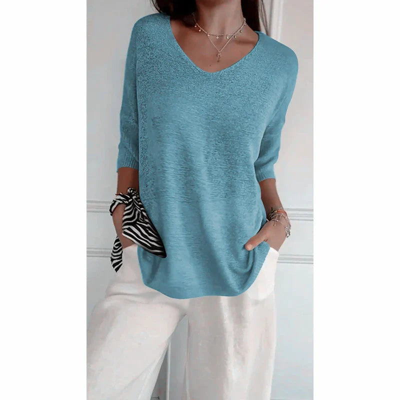 Léna - Pull léger à col V femme