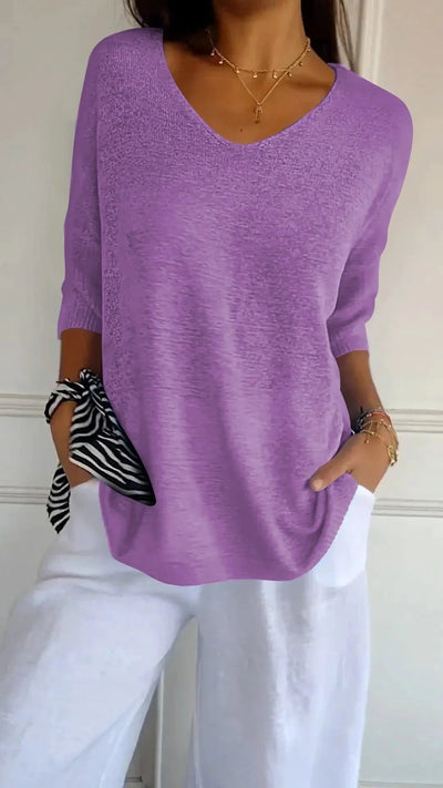 Léna - Pull léger à col V femme