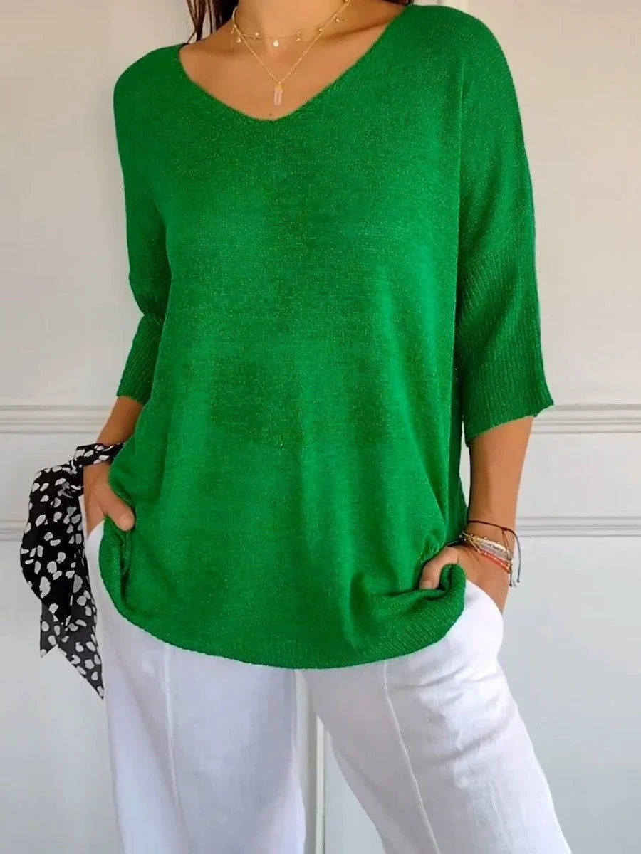 Léna - Pull léger à col V femme