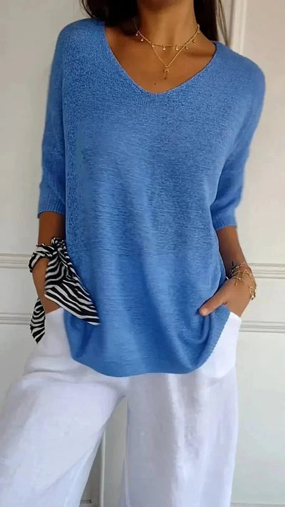 Léna - Pull léger à col V femme