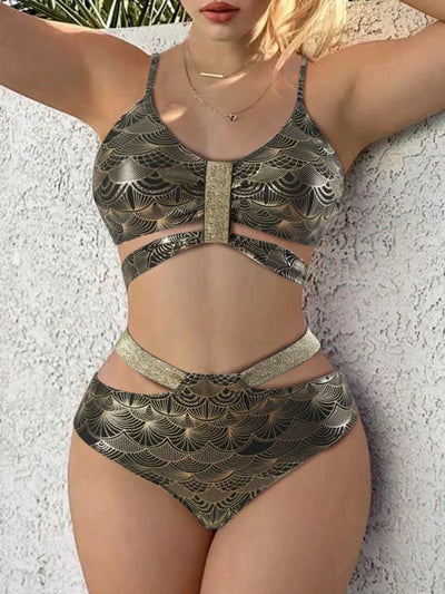 Maillot de bain femme – Push-up structuré – Taille haute – Finition brillante élégante