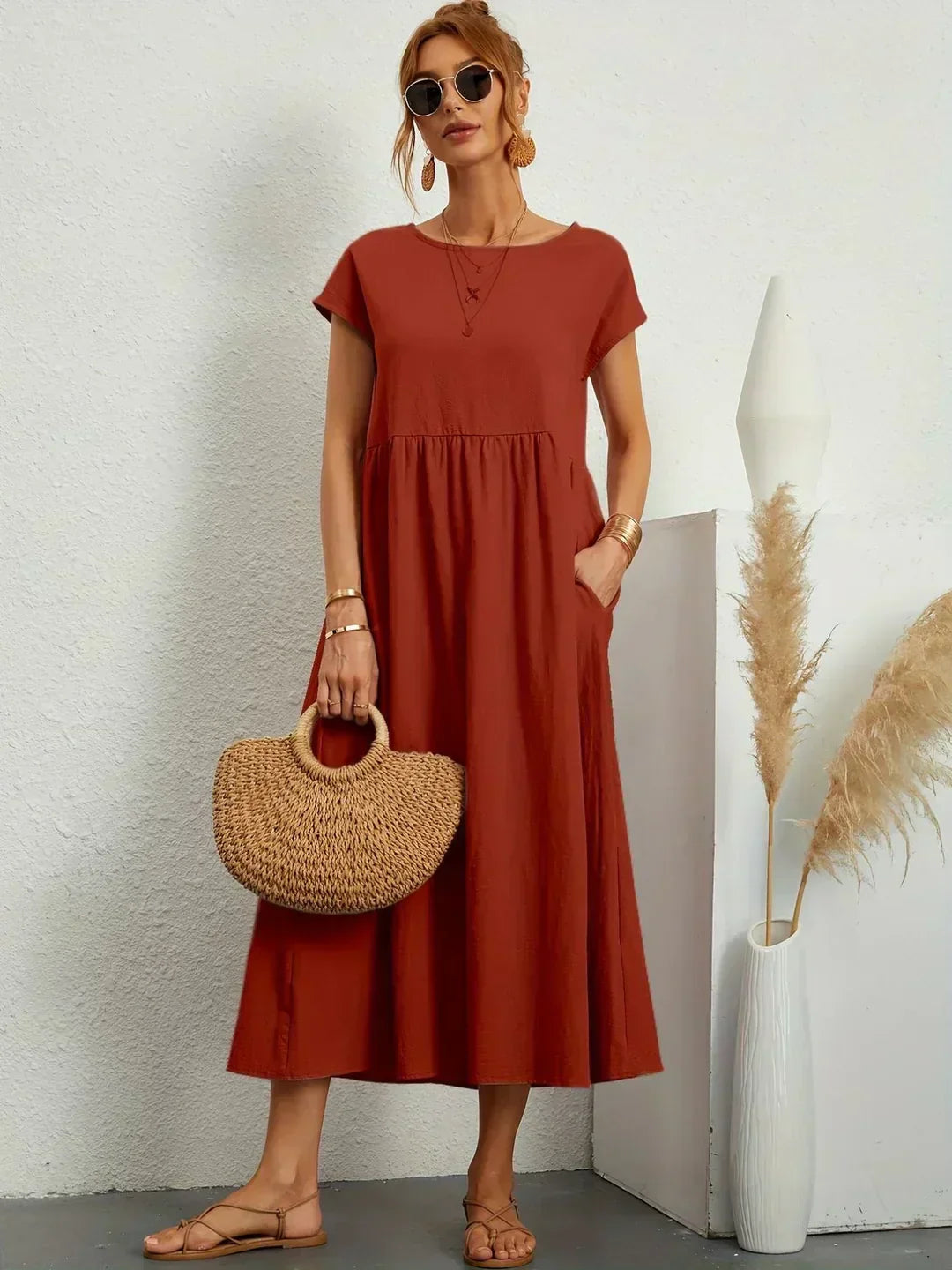 Clémence - Robe En Coton Léger Avec Poches Pour Un Confort Élégant
