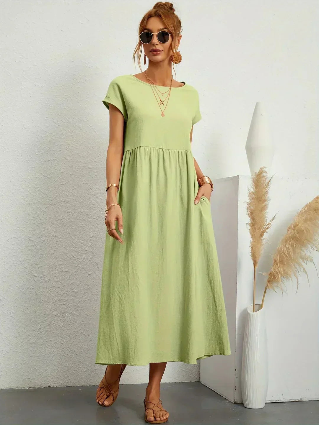 Clémence - Robe En Coton Léger Avec Poches Pour Un Confort Élégant