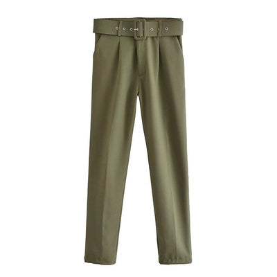 Mikhaela | Pantalon taille haute avec ceinture pour femmes