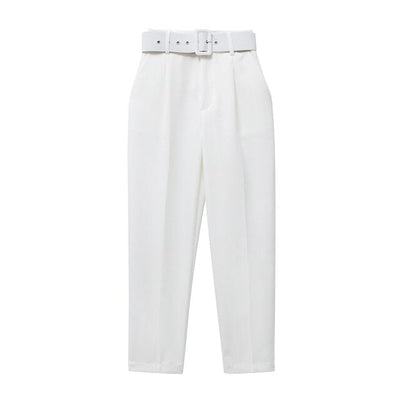 Mikhaela | Pantalon taille haute avec ceinture pour femmes