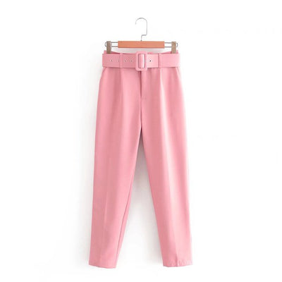 Mikhaela | Pantalon taille haute avec ceinture pour femmes