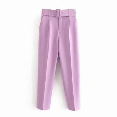 Mikhaela | Pantalon taille haute avec ceinture pour femmes