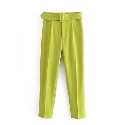 Mikhaela | Pantalon taille haute avec ceinture pour femmes