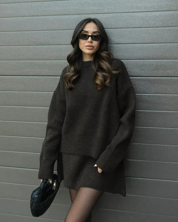 Camille | Ensemble en jersey pour femmes avec haut et jupe - ensemble élégant et confortable