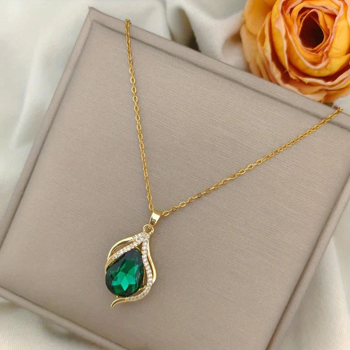 Collier en cristal d'or vert