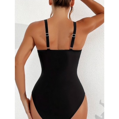 Maillot de bain femme – Une pièce – Décolleté plongeant – Détail en mesh – Coupe échancrée