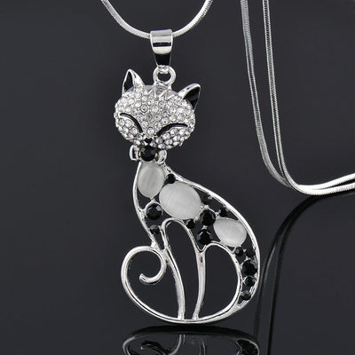 Naya - collier Chat en argent 925 avec de la zircone