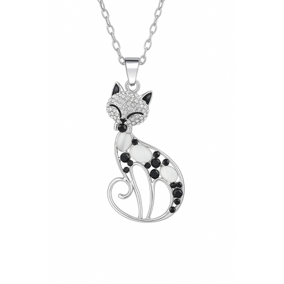 Naya - collier Chat en argent 925 avec de la zircone