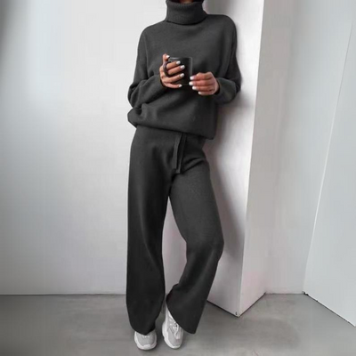 Clara™ - Ensemble confortable de 2 pièces avec pull à col roulé et pantalon long