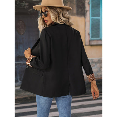 Blazer femme – Coupe décontractée – Revers cranté – Fermeture un bouton – Poignets contrastés