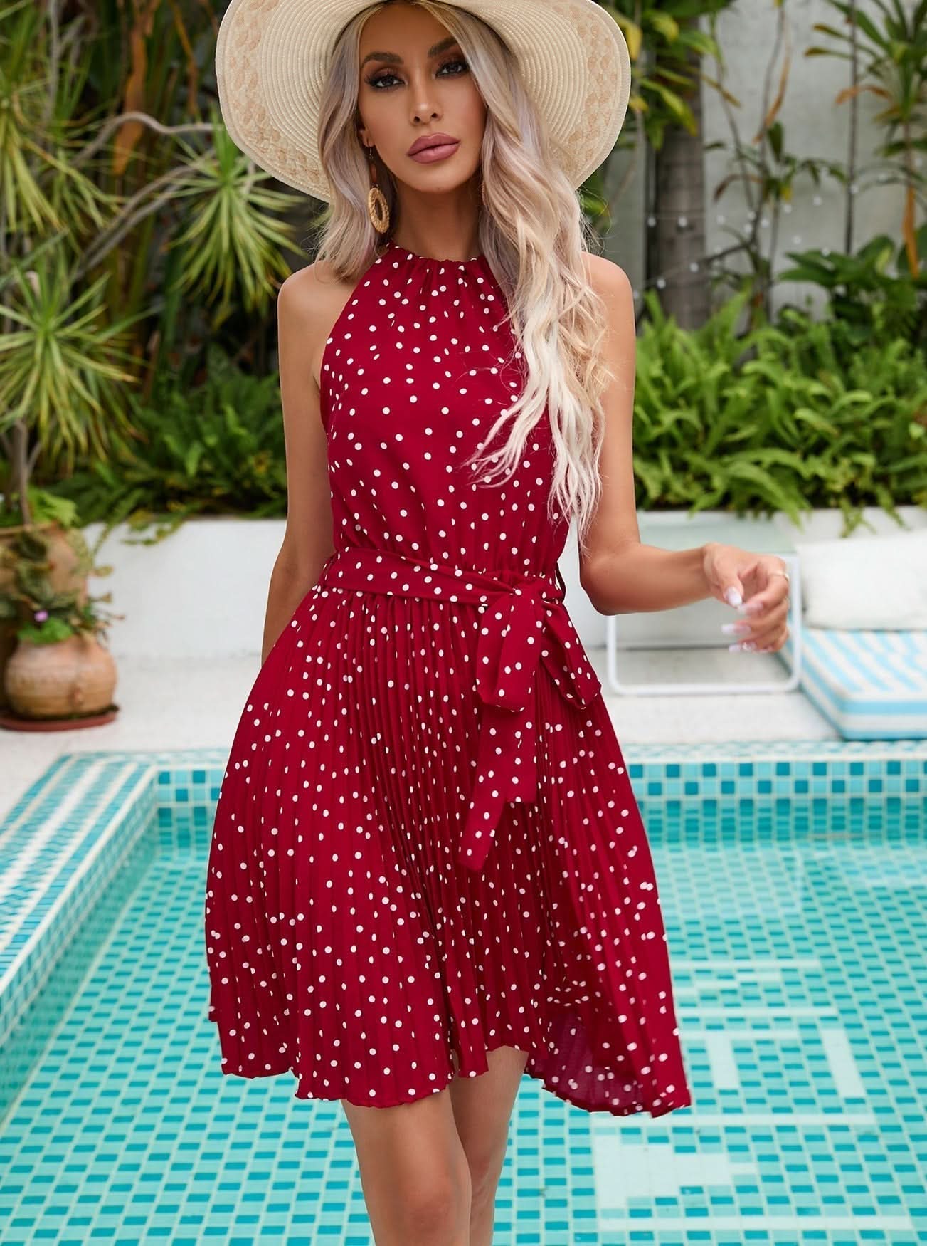 Morgane™| Robe élégante sans manches à pois