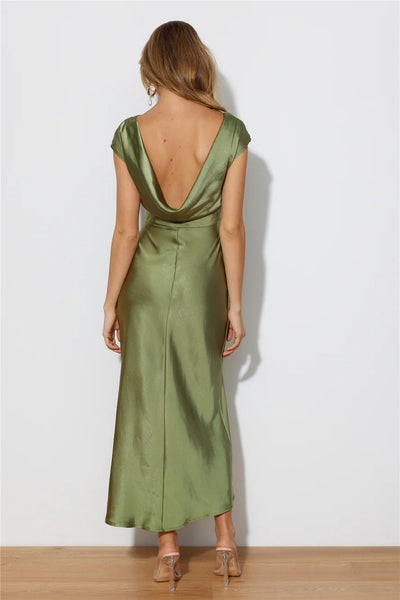Isabelle - Robe En Satin Avec Drapé Croisé Et Décolleté En V