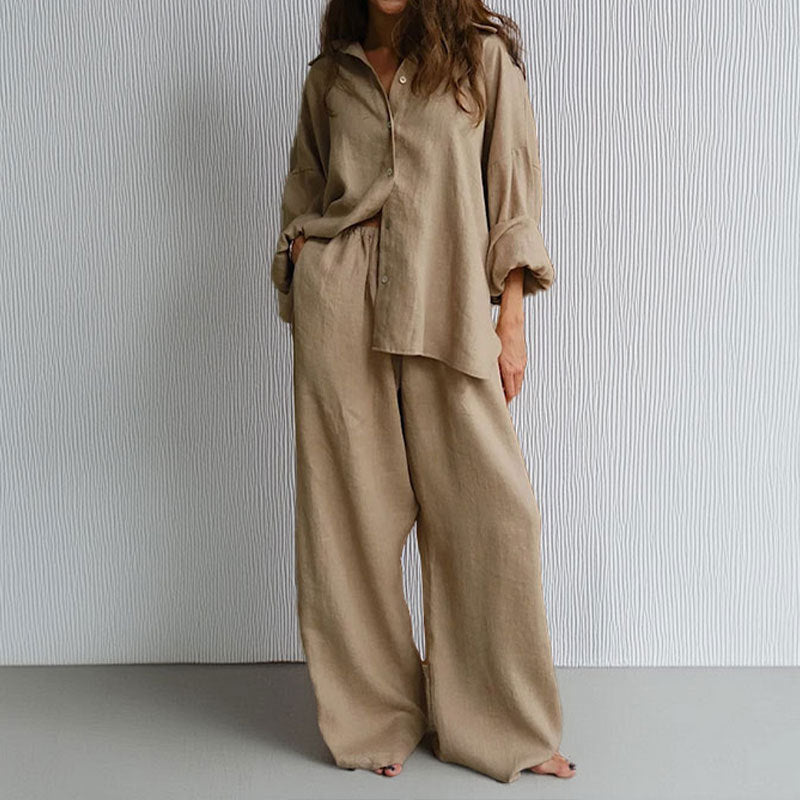 Ensemble femme deux pièces – Coupe oversize – Tissu respirant – Pantalon fluide taille élastique