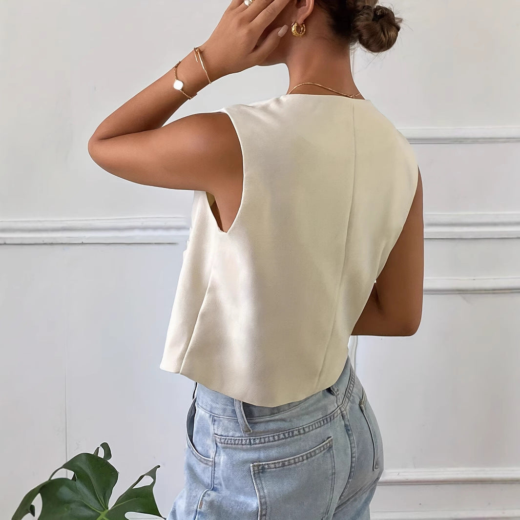 Gilet femme – Coupe structurée – Sans manches – Tissu respirant – Style décontracté