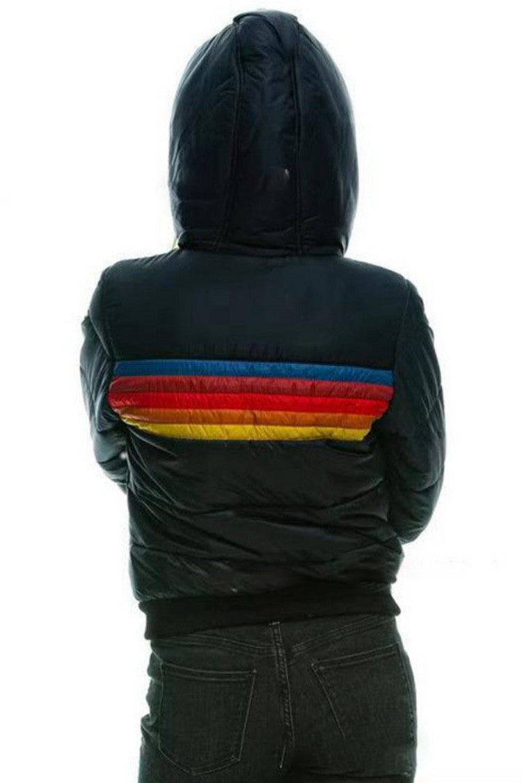 MARLENE - Veste rétro avec capuche en fausse fourrure pour femmes