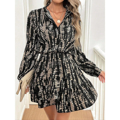 Robe midi femme – Coupe décontractée – Manches longues volumineuses – Tissu respirant