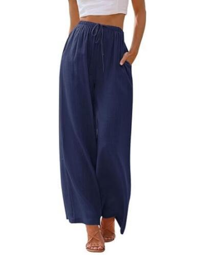 Pantalon Femme Large – Coupe Ample – Tissu Respirant – Taille Cordon – Poches