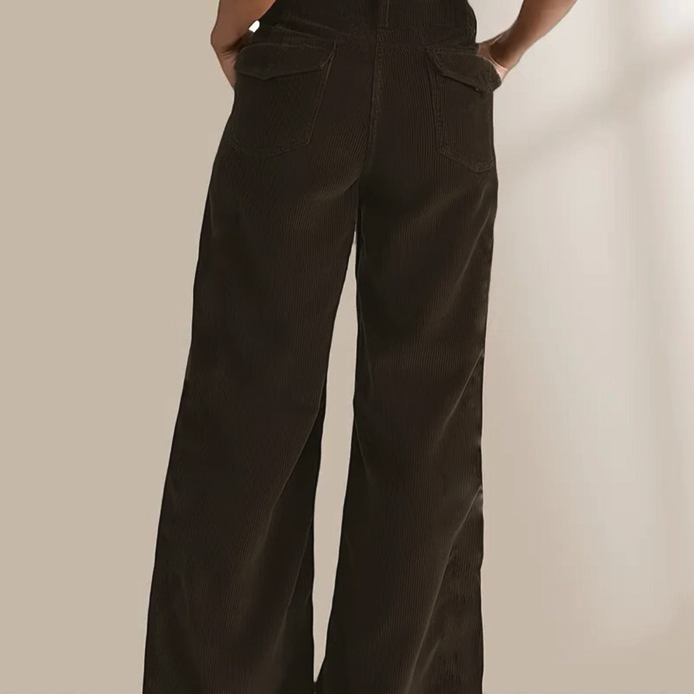 Pantalon Femme – Coupe Droite Taille Haute – Velours Côtelé – Longueur Cheville