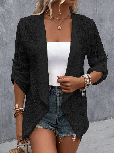 Cardigan pour femmes - Tricot crochet - Coupe décontractée - Ouvert sur le devant - Couche boho légère
