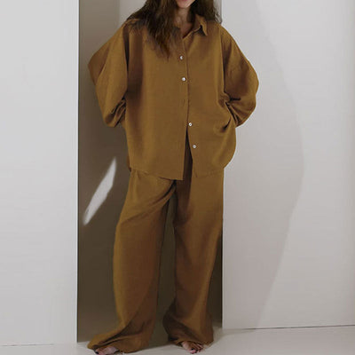 Ensemble femme deux pièces – Coupe oversize – Tissu respirant – Pantalon fluide taille élastique