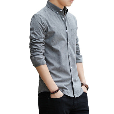 Chemise homme manches longues – Coupe ajustée – Tissu texturé – Boutonnage classique
