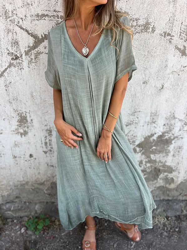 Morgane™| Kalina Robe midi à col en V