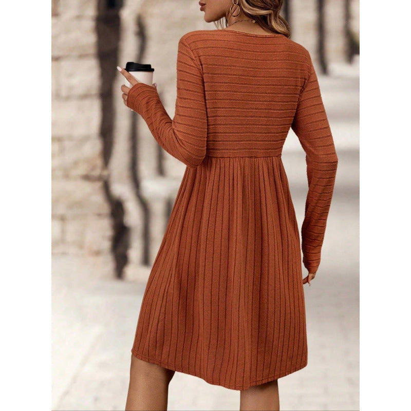 Robe femme – Maille douce – Coupe décontractée – Manches longues – Col en V