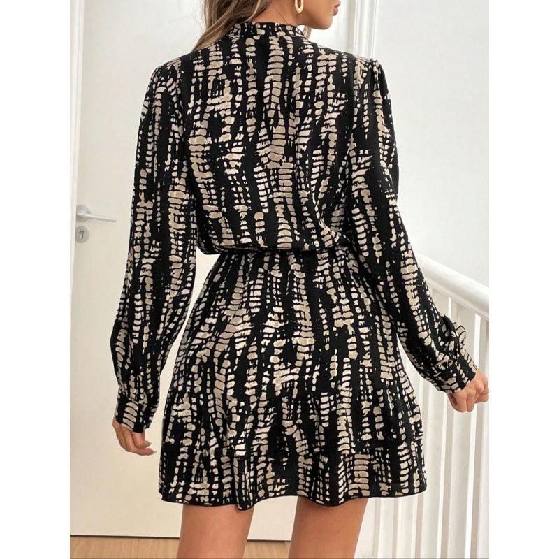 Robe midi femme – Coupe décontractée – Manches longues volumineuses – Tissu respirant