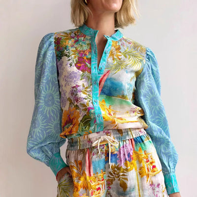 Ensemble Femme Chemise et Short – Coupe Décontractée – Boutonnée – Taille Cordon – Tissu Respirant