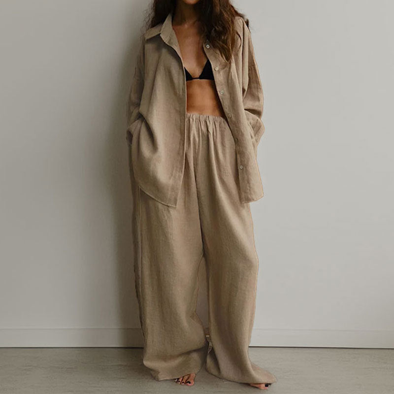 Ensemble femme deux pièces – Coupe oversize – Tissu respirant – Pantalon fluide taille élastique
