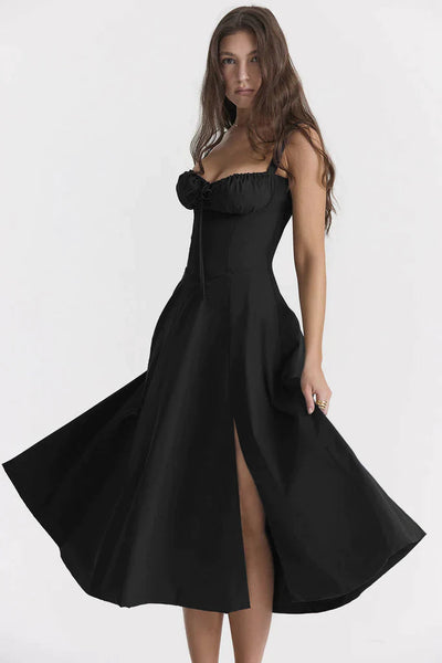 Fabiola - Robe Bustier Midi Avec Corsage Et Bretelles