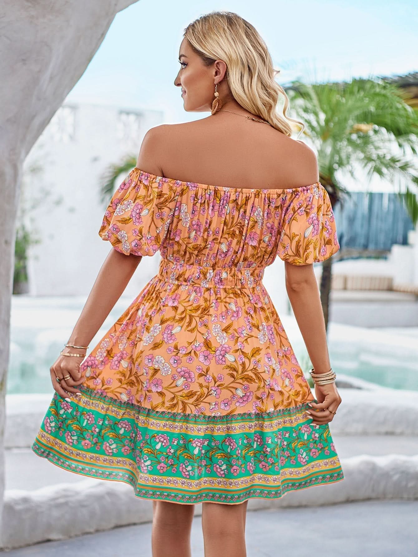 Morgane™| Robe imprimée à épaules dénudées