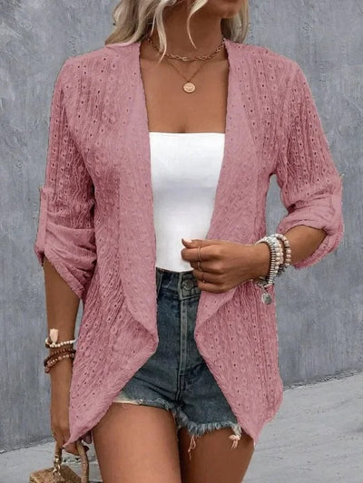 Cardigan pour femmes - Tricot crochet - Coupe décontractée - Ouvert sur le devant - Couche boho légère