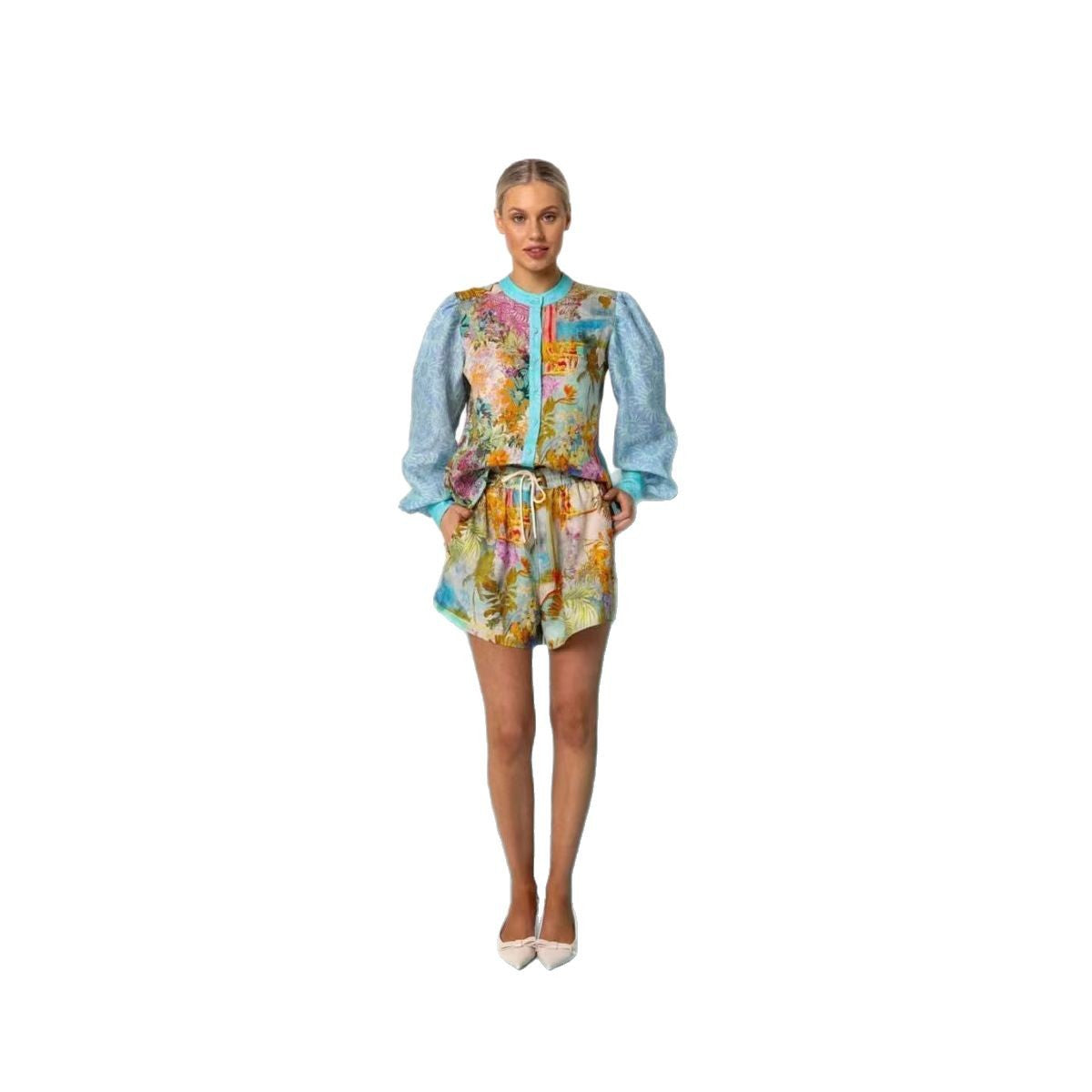 Ensemble Femme Blouse et Short – Coupe Ample – Tissu Respirant – Taille Élastique