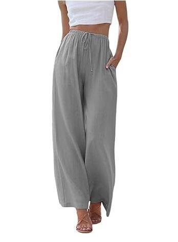Pantalon femme large – Tissu respirant – Coupe décontractée – Taille à cordon – Poches