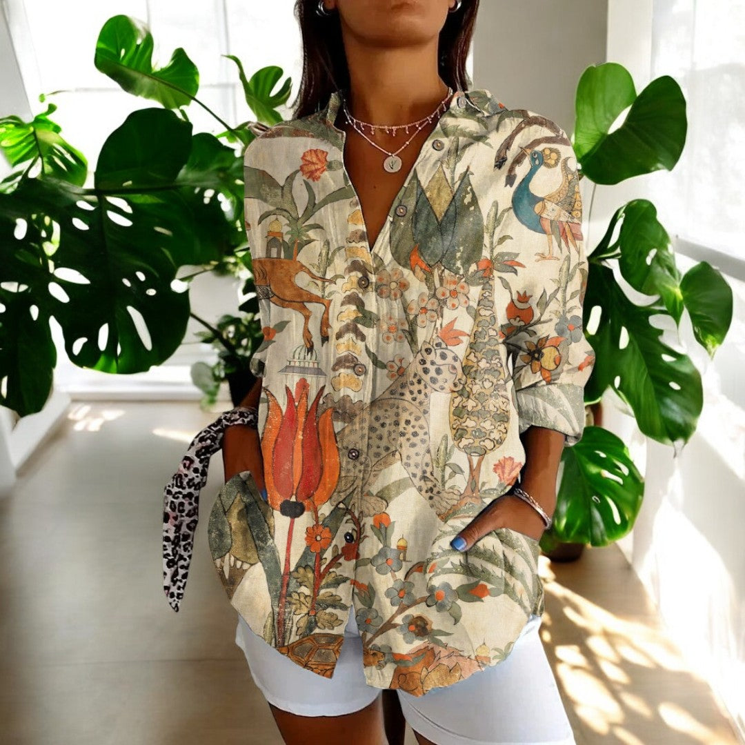 Riviera Paris™ | Carla | Blouse vintage à imprimé fleuri
