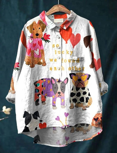 Chemise Décontractée Imprimé Chien | Tendance et Confort | Tissu Doux
