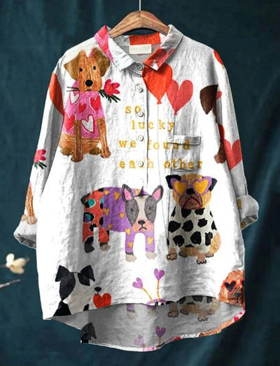 Chemise Décontractée Imprimé Chien | Tendance et Confort | Tissu Doux