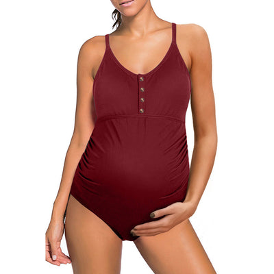 Maillot de bain grossesse une pièce – Coupe stretch – Fines bretelles – Tissu respirant